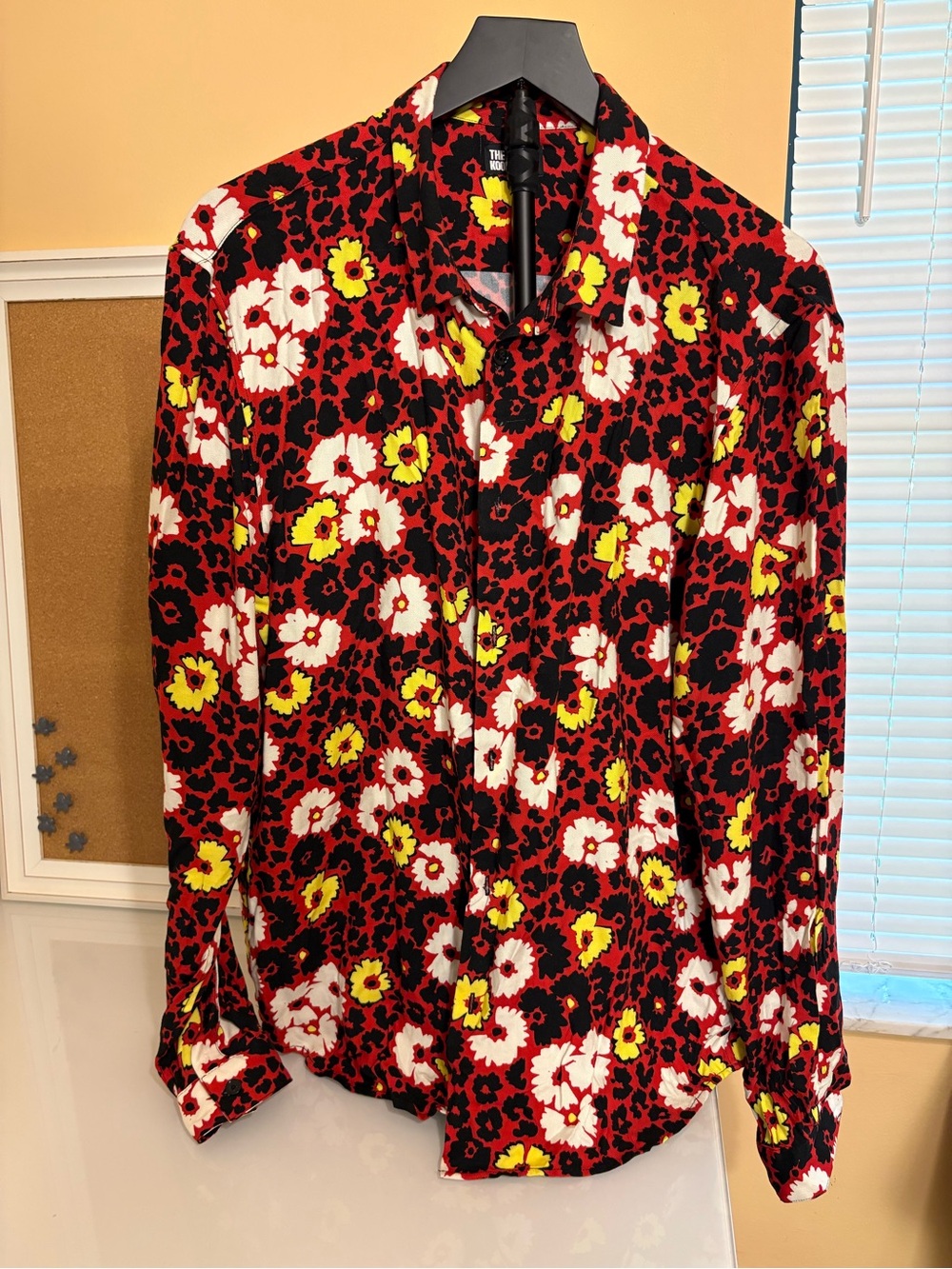 The Kooples Red Floral Patterned Long-Sleeve Button-Down Shirt